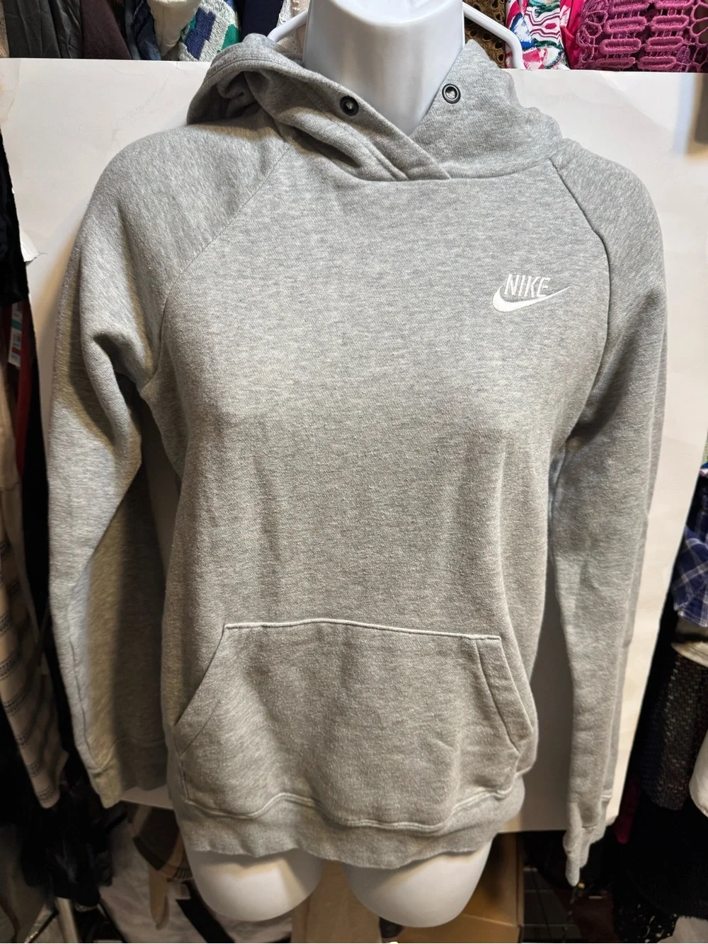 Nike Women’s Light Gray Pullover Hoodie with White Logo - Picture 1 of 5